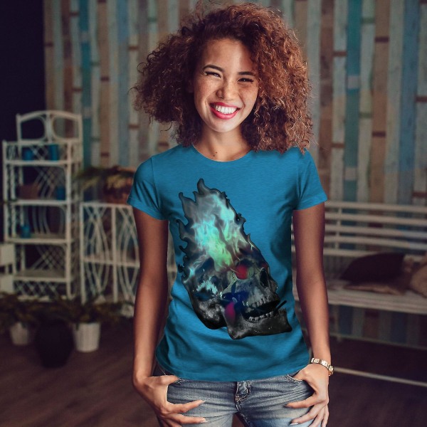 Flaming Metal Rock Skull Kunglig T-shirt för kvinnor S