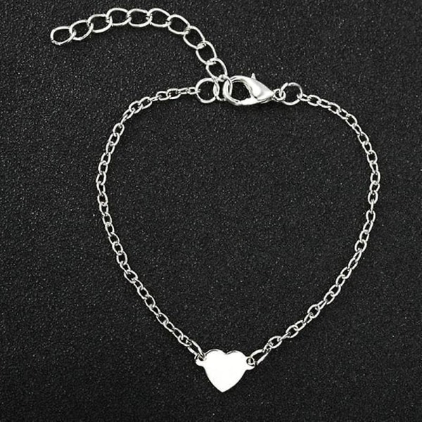 Söt romantiskt armband Mini litet hjärta berlockarmband för tjejer kvinnor silver guld