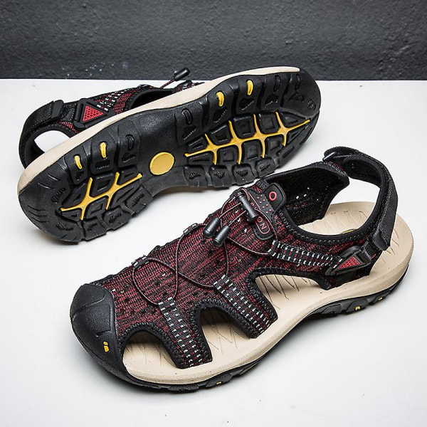 Herrsandaler Mode Casual Andas strandskor Fr8326 BlackRed 39