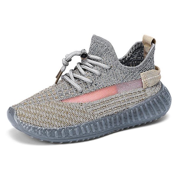 Barn Sneakers Andas löparskor Mode Pojkar Flickor Sportskor C08 GrayBrown 36