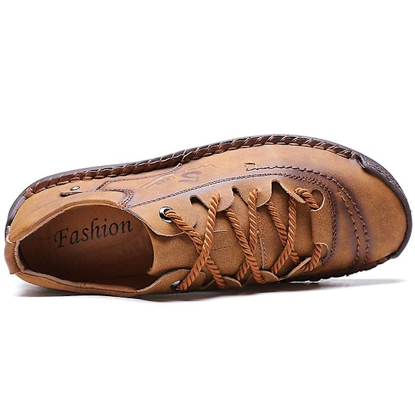 Herrskor Mode Läderskor Handsydda Casual Shoes 9931 Brown 39