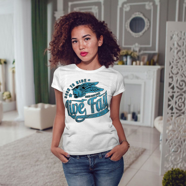 Born Ride Moto Biker Whitet-shirt för kvinnor 3XL