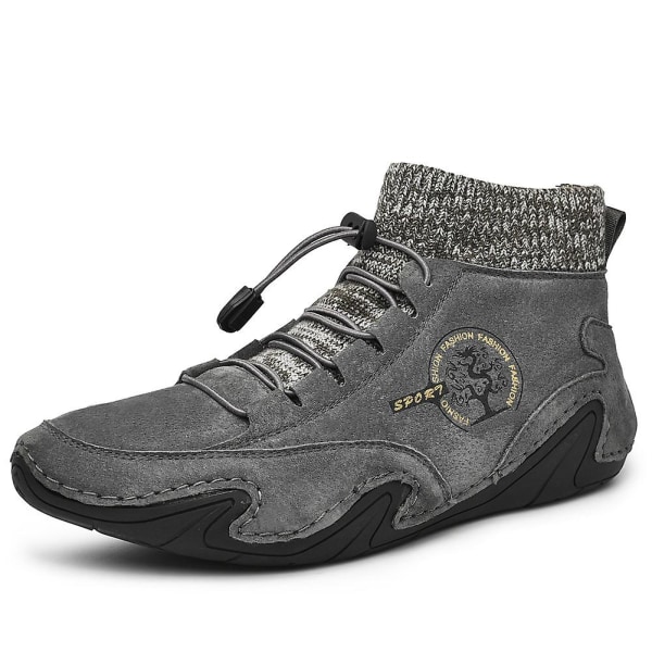 Män High Top Casual Shoes Peas Shoes 8898 Gray 45