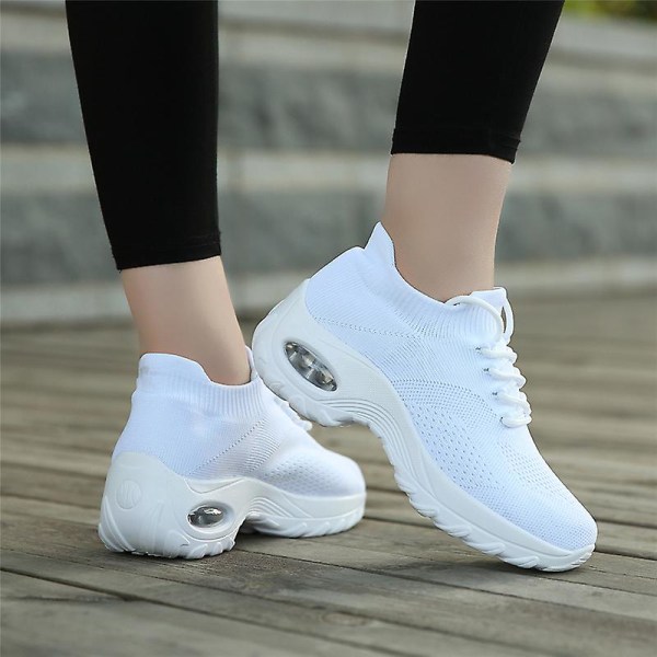 Dam Super Light Sneakers Tenis Feminino Dam Wedge Andas Running Mesh 2G1862 White 42