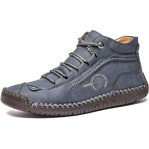 Herrskor Bekväma ankelstövlar Handsömmar Casual Herr Loafers Mjuk sula Andas Flats Skor Gray 41