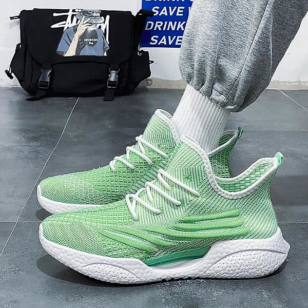 Herrskor Flyknit Sneakers Andas Slip-On löparskor FB2622 Green 41