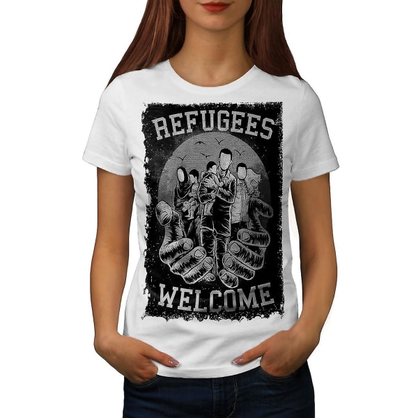 Refugees Welcome Women Whitet-shirt XL