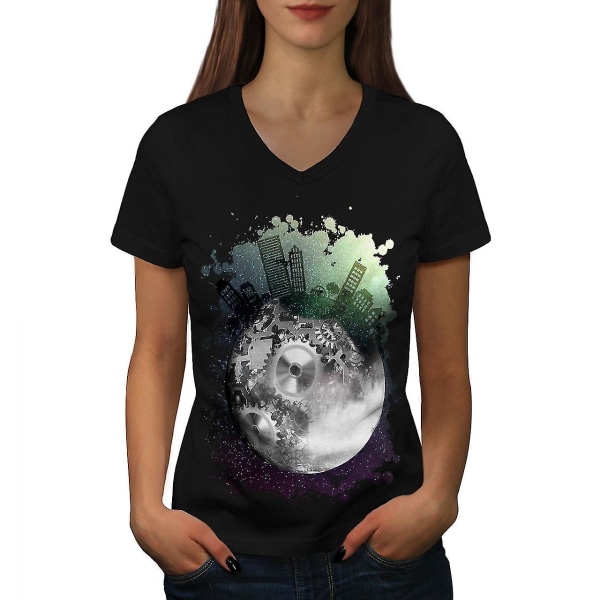 Urban Cosmos Moon Space T-shirt för kvinnor L