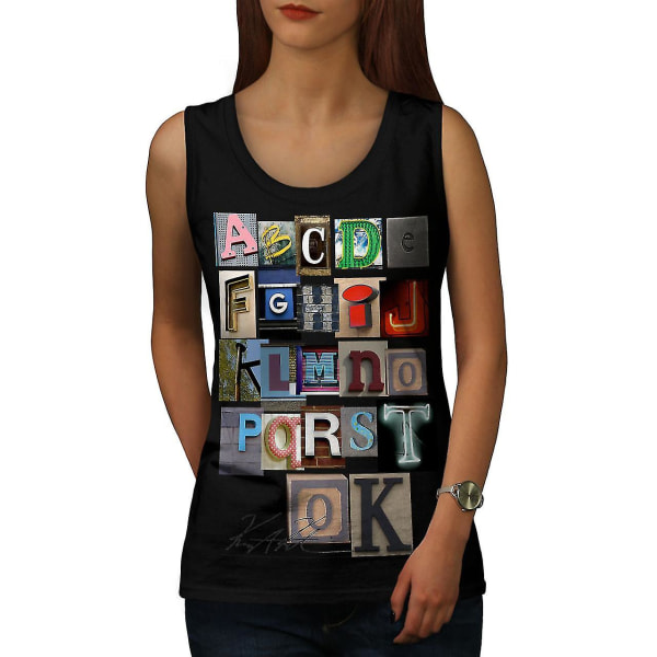 Alfabetets bokstäver Kvinnor Blacktank Top M