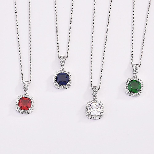 Ins Full Diamond Kort Halsband Kvinna Koreansk Emerald Green Shiny Zircon Square