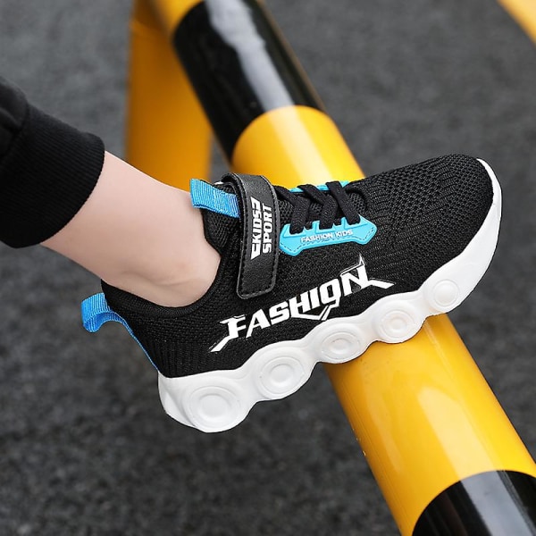 Sneakers för barn som andas löparskor Mode Sportskor 2D996 Black 29