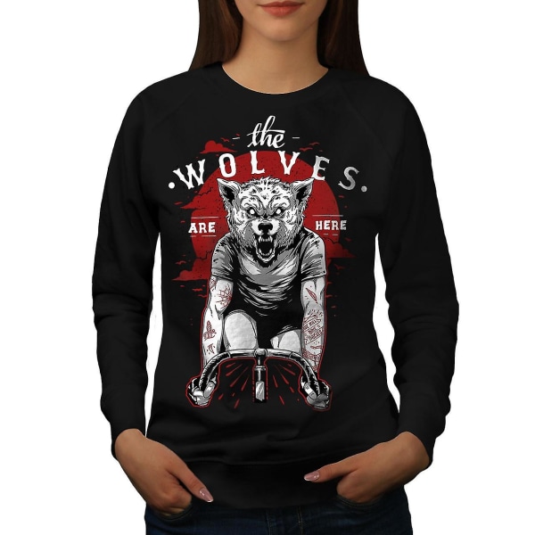Wolves Are Here Animal Women Blacksweatshirt XL