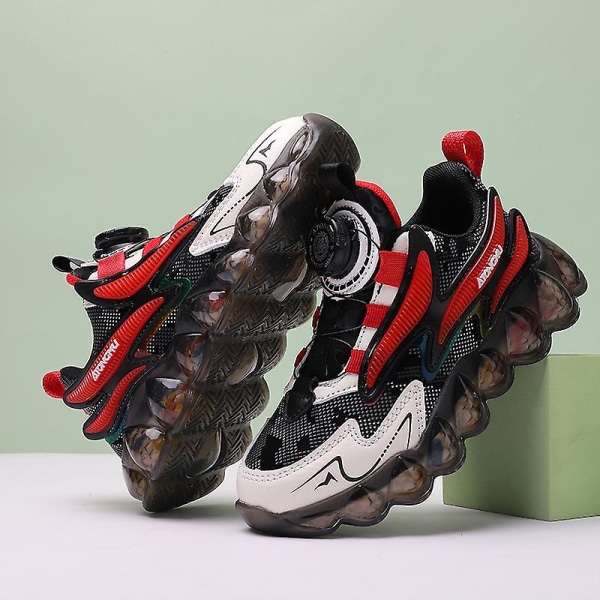 Sneakers för barn Löparskor med vridknapp Mode Pojkar Flickor Sportskor 2L1215 Red 28