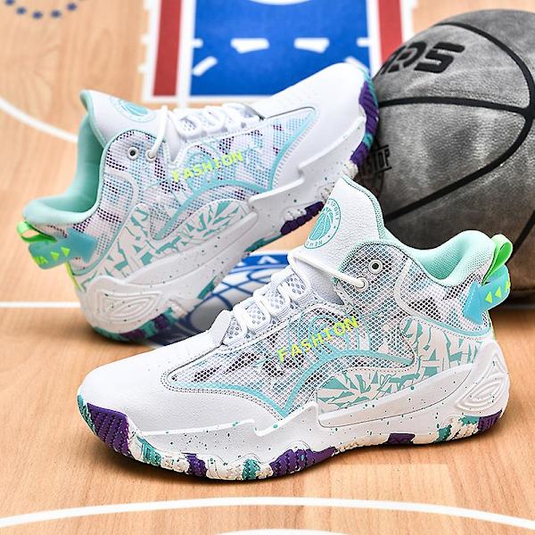 Basketskor för män Aldult Bekväma Sneakers Utomhussportskor 3B056 WhiteGreen 40