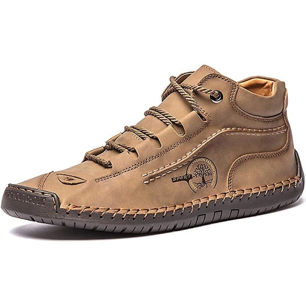 Herrskor Bekväma ankelstövlar Handsömmar Casual Herr Loafers Mjuk sula Andas Flats Skor Khaki 41