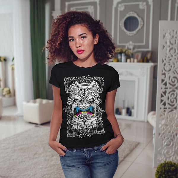 Totem Spirit Evil Fashion Women Blackt-shirt | Wellcoda L