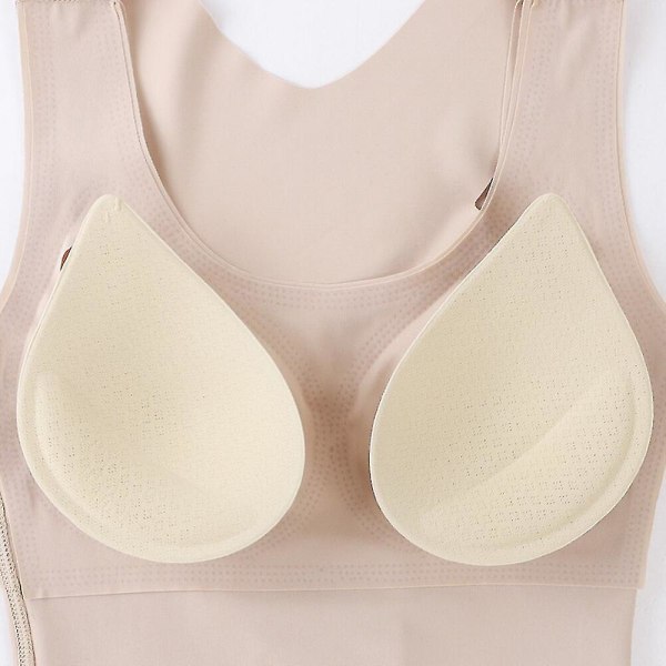 Damer Shapewear Vadderad magkontroll linne Korsett Slimming Camisole Slida Body Shaper BH Hållningskorrigering Kompressionsväst,beige M 40 to 50kg