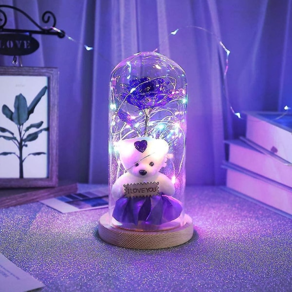 Glaskupolljus med elegant LED-ljus‰lila‰