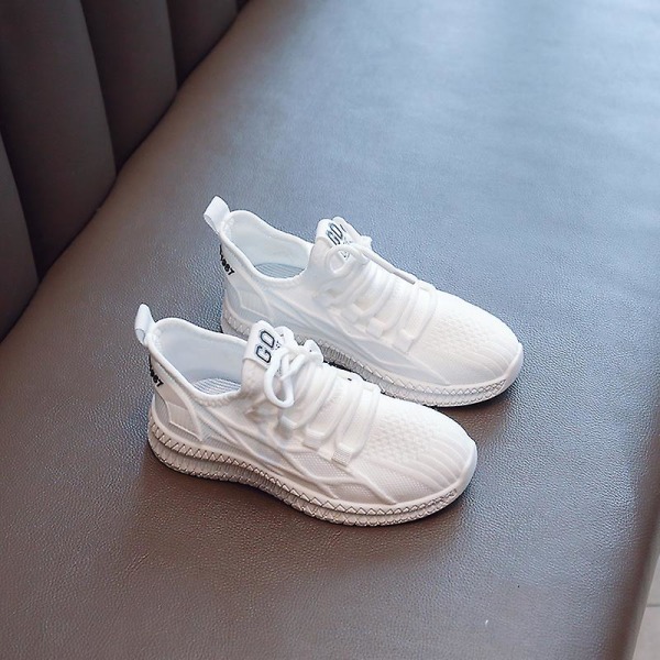 Sneakers som andas löparskor Mode Pojkar Flickor Sportskor 3A1363 White 32