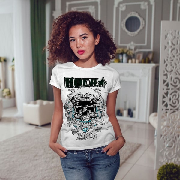 Rockmusik Death Skull Women Whitet-shirt XXL