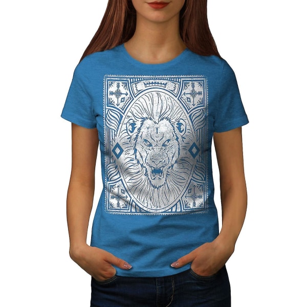 Angry Lion Face Kvinnor Royal Bluet-shirt L