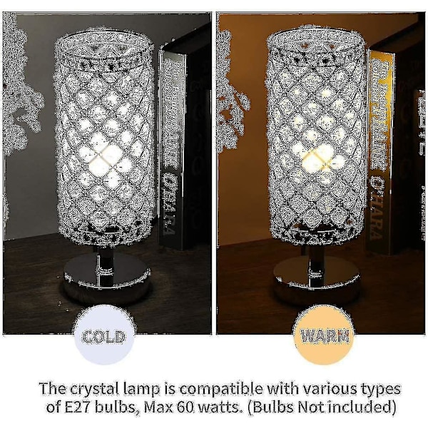 Lampor Kristall Sängbordslampa Modern Silver Sänglampsskärm E27