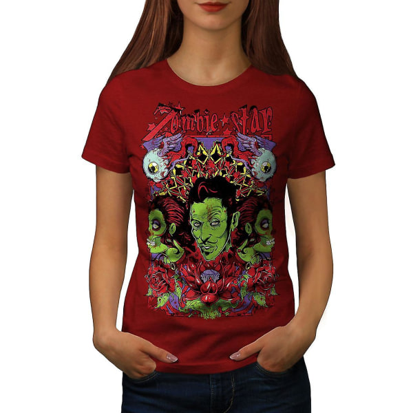 Star Funky Rose Zombie Redt-shirt för kvinnor XXL