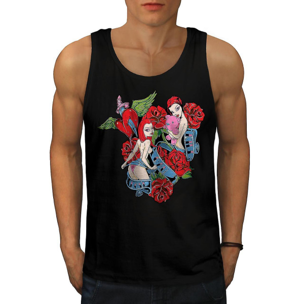 Love Kill Rose Mode Män Blacktank Top L