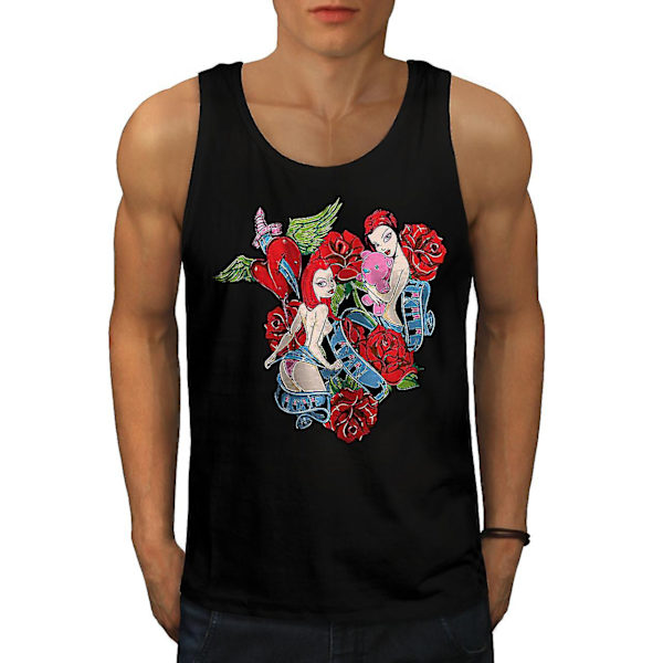 Love Kill Rose Mode Män Blacktank Top M