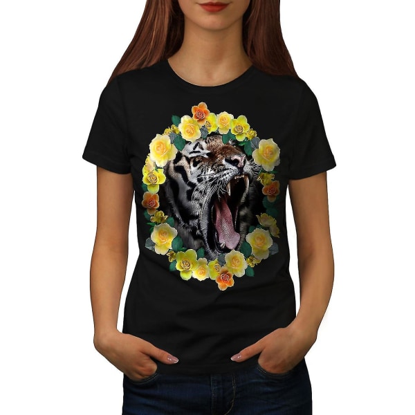 Tiger Flowers Svart T-shirt för kvinnor S