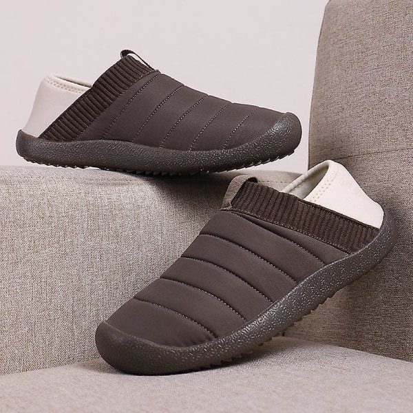 Herrtofflor Varma Vinterskor För Kvinnors Inomhushus Slip On Med Bomull Utomhus 2K6855 Brown 40