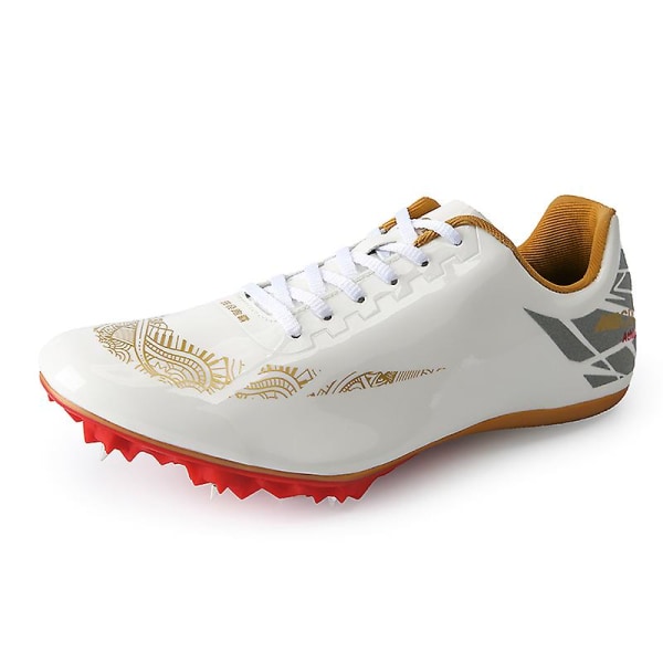 Friidrottsskor för män Spikes Track Race Hoppande Sneakers Professionell löpning Nail Spikes Skor M9018 White 45