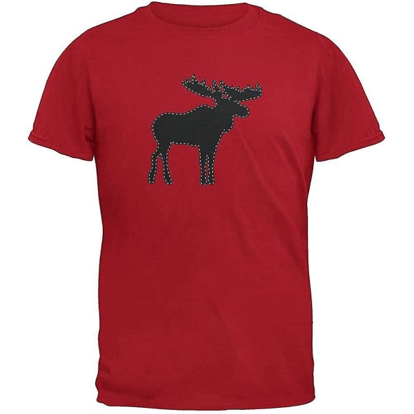 Älg Faux sydd röd vuxen T-shirt Large