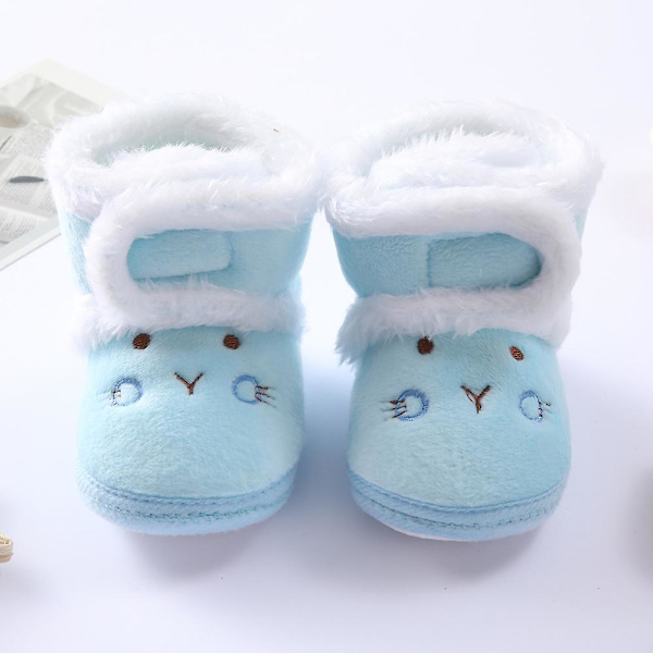 Vintervarma nyfödda toddler 1 år baby Flickor Pojkar Skor Mjuk sula Pälssnöskor 0-18M Blue 7-12 Months