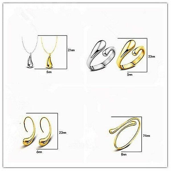 2022 Nytt Mode Guld Silver Eardrop Vattendroppe Big Hand Kedja Armband Halsband Ring Krok Oval Örhängen Set Silver