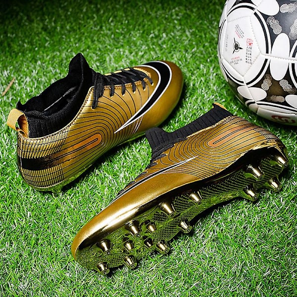 Fotbollsskor för herr Fotbollsskor med hög ankel för vuxna Grästräning Sport Skor Sneakers Yj32751G Gold 41