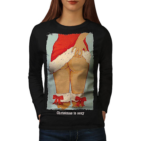 Denna jul är svart långärmad T-shirt för kvinnor L