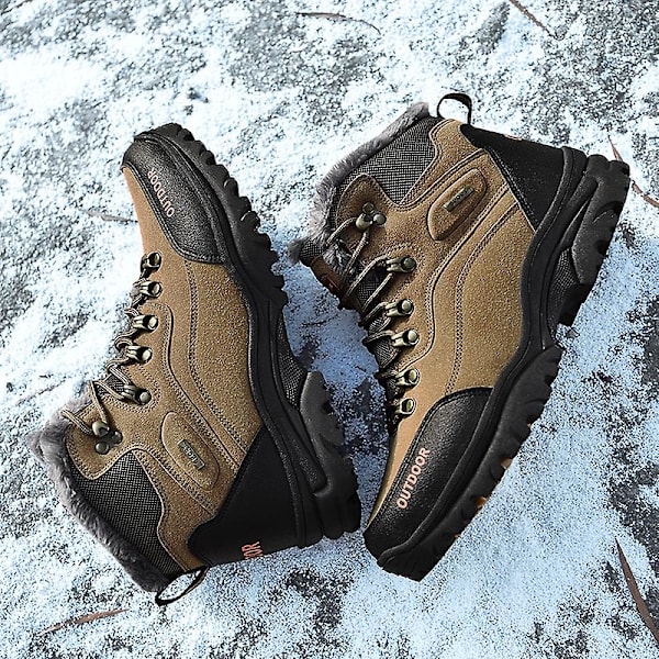 Vandringsskor för män Mid-Top Varm fleece bomullsskor Fr9055 Khaki 44