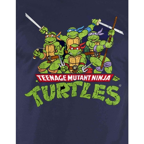 Teenage Mutant Ninja Turtles Officiellt Licensierad Merchandise Tmnt - Distressed Group T-shirt (marin) M