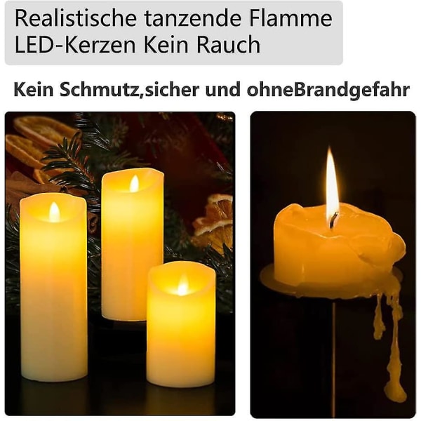 3x Led Flimrande Flame Candle Real Wax Led Candle Flameless Led värmeljus Candles Candle For Holiday