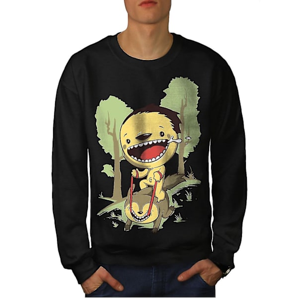 Cartoon Cute Forest Men Blacksweatshirt | Wellcoda M
