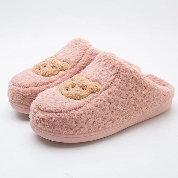 Tecknad bomullstofflor Vinter inomhus utomhustofflor för kvinnor Rosa Pink 38/39