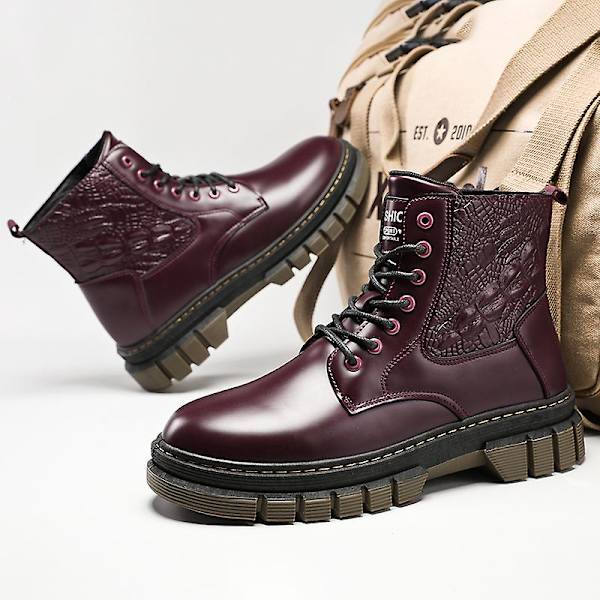 Herr Martin Boot Kvinnor Korta Kängor Med Snörning Chunky Låg Klack Mid-Calf Boots 2Kf8115 Red 44