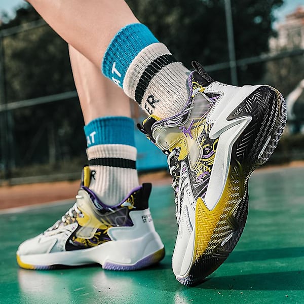 Basketskor för män Mode Halkfria sneakers Sportskor som andas Yjk801 WhitePurple 40