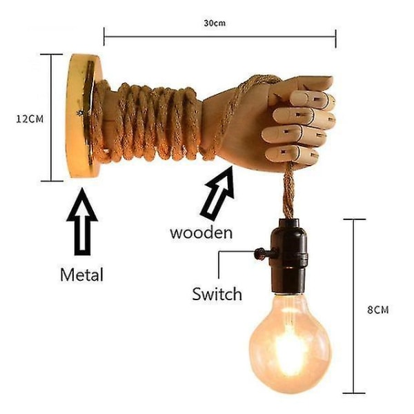 Vägglampa med garngarn i retrostil Handformad vägglampa Corridor E27 Sminklampa (B-typ)