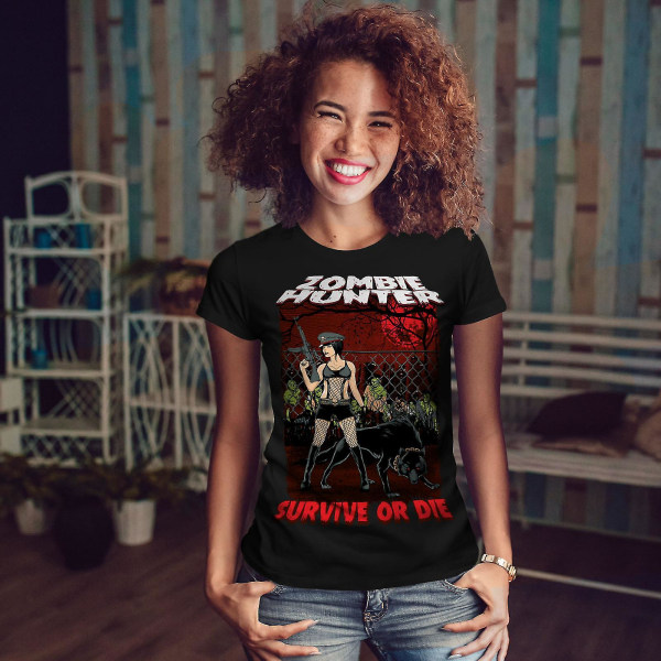 Survival Hunter Zombie Women Blackt-shirt M