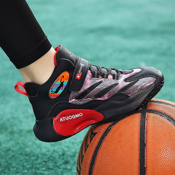 Barn Sneakers Pojkar Basketskor Halkfria Barn Sportskor 3B9991 BlackRed 39