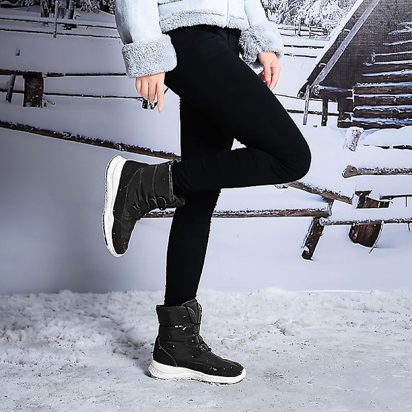 Dam Vintersnöstövlar Varma ankelstövlar Antisladd vinterskor 2K2118 Black 40