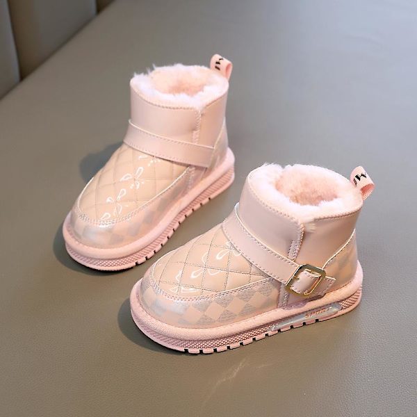 Barn Vinter Snö Boots Varma Ankel Boots Anti-Slip Pojkar Flickor Vinterskor 2Ja8 Pink 27