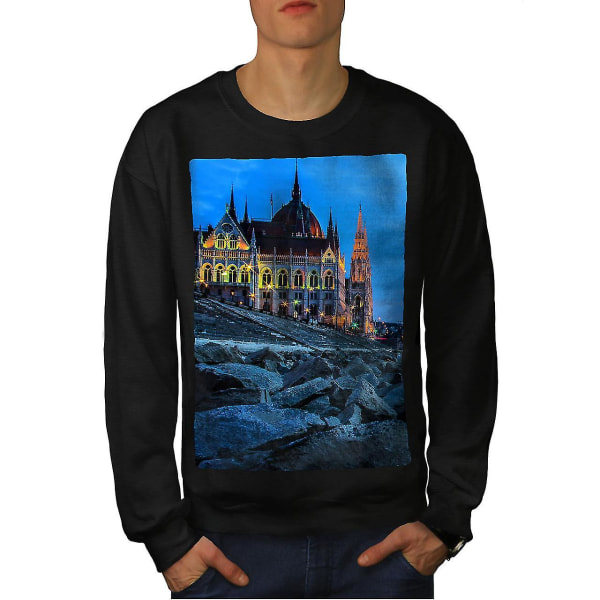 Budapest Castle Dark City Män Blacksweatshirt M